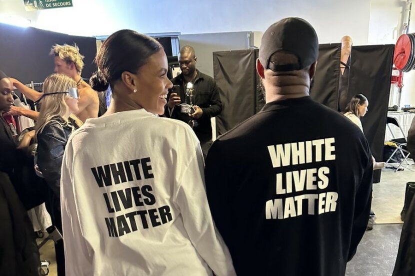 Candace Owens er ikke redd for å skape rabalder. Her sammen med Kanye West på Yeezy-visning. (Foto: Candace Owens twitter.)