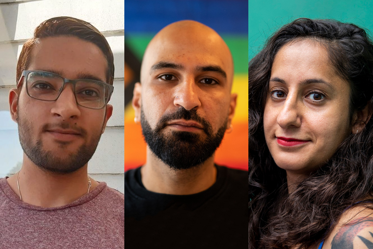 Tidligere leder i Salam Norge, Omar Orhan Akhtar (t.v.), assisterende generalsekretær Thee Yezen Al-Obaide og generalsekretær Begard Reza Salaam. (Kollasj: Subjekt.)