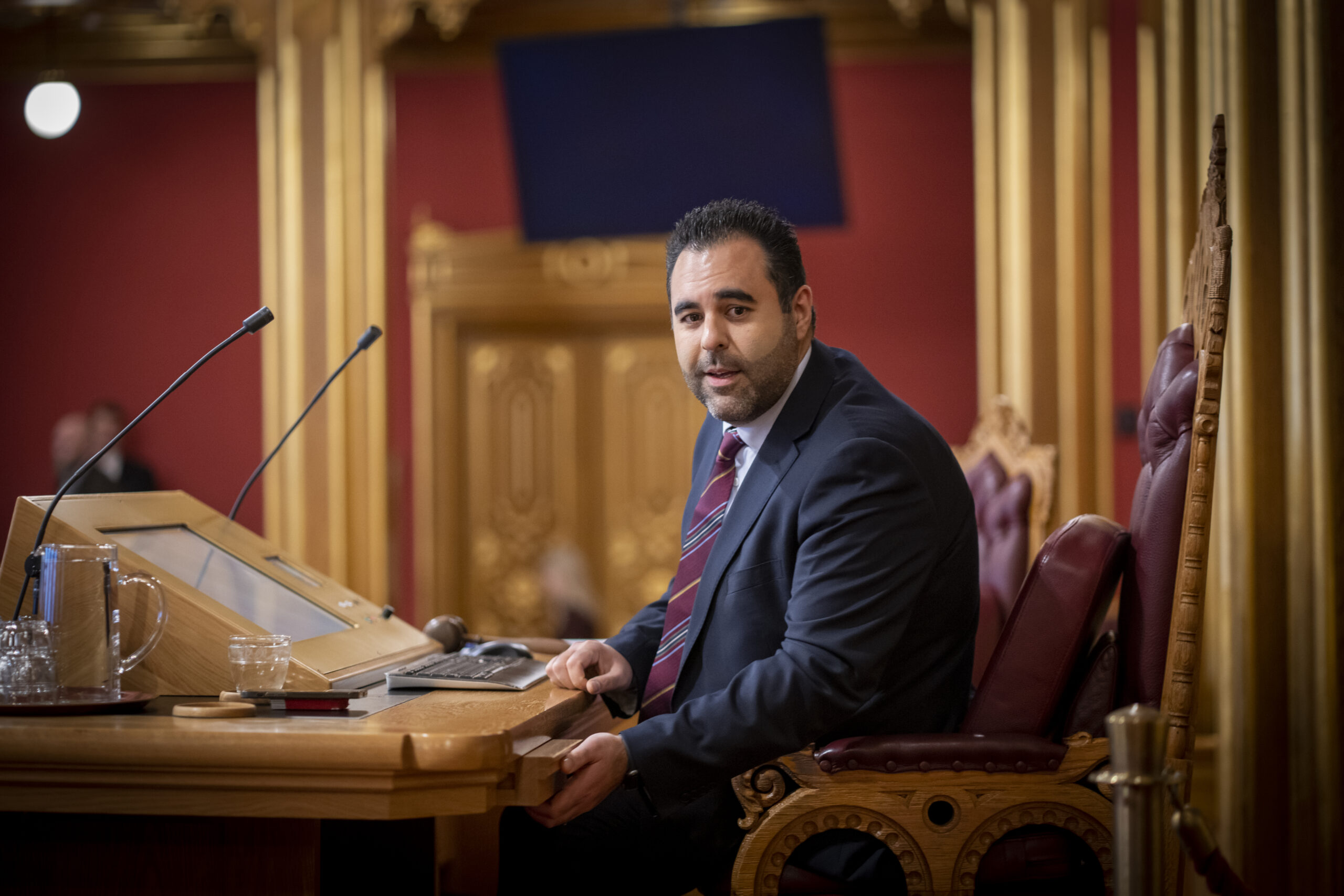 Oslo 20221130. Stortingspresident Masud Gharahkhani (A) under den muntlige spørretimen i Stortinget onsdag. Foto: Heiko Junge / NTB