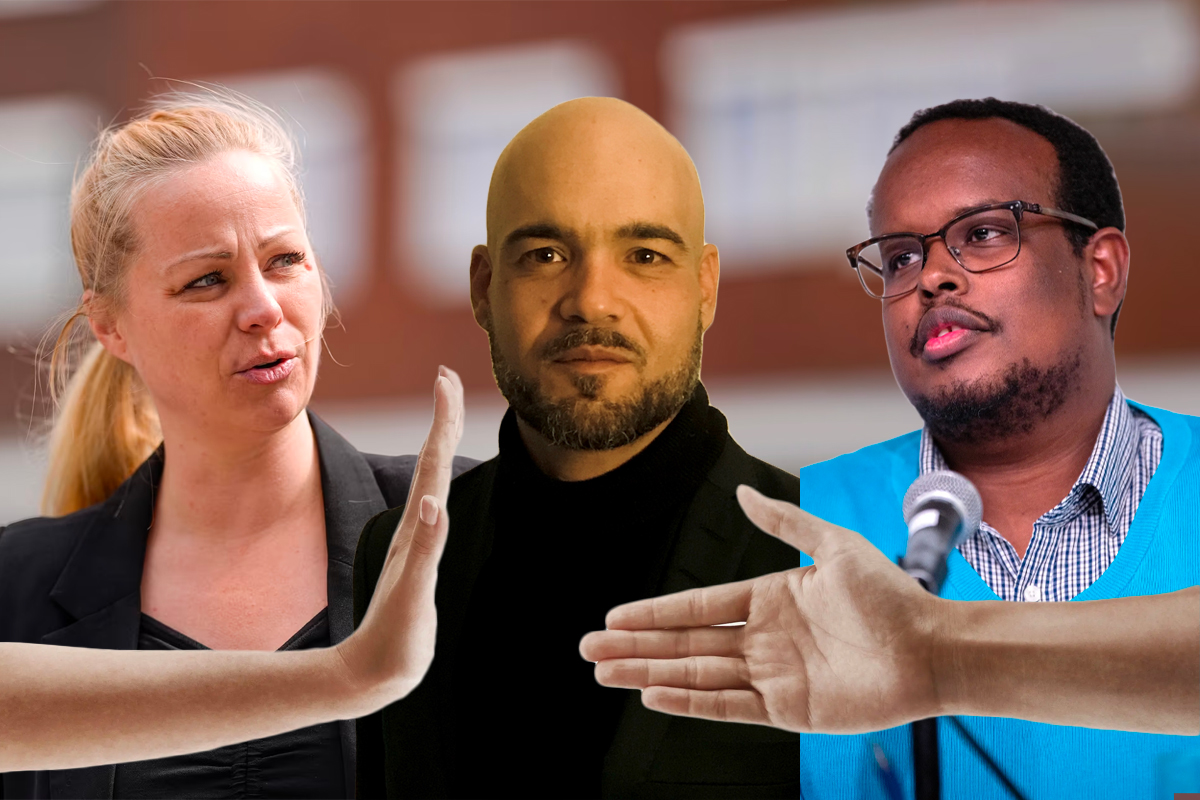 Eivor Evenrud (AP), Hatem Ben Mansour (Antirasistisk senter) og Mohamed Abdi. (Foto- NTB_presse. Kollasj- Subjekt.)