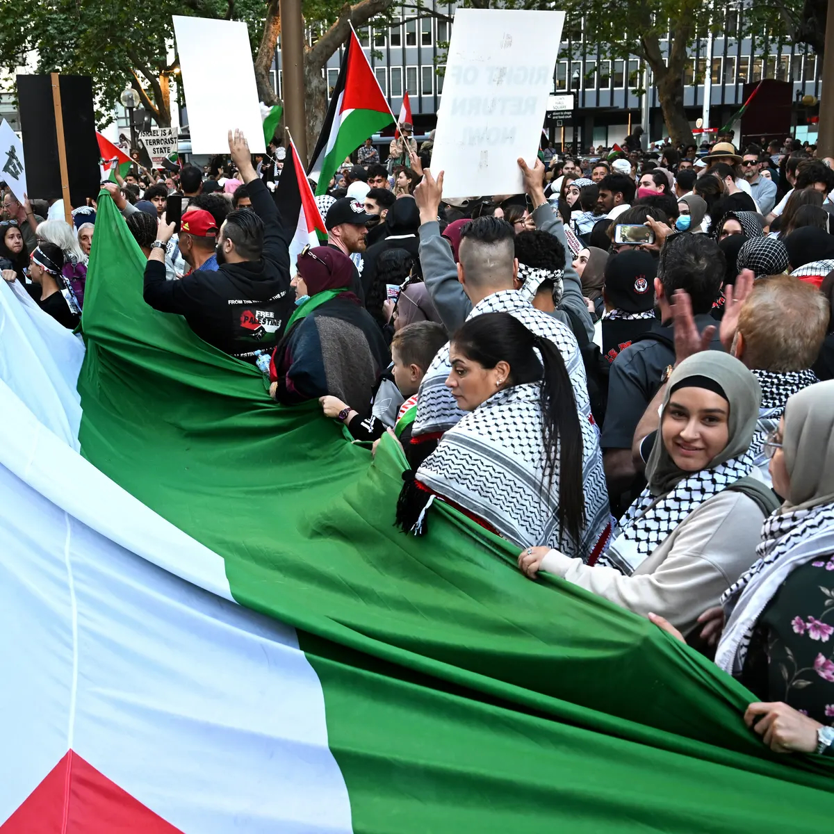 Fra en pro-palestinsk demostrasjon i Sydney. (Foto: Dean Lewins/AAP.) 4 1-1