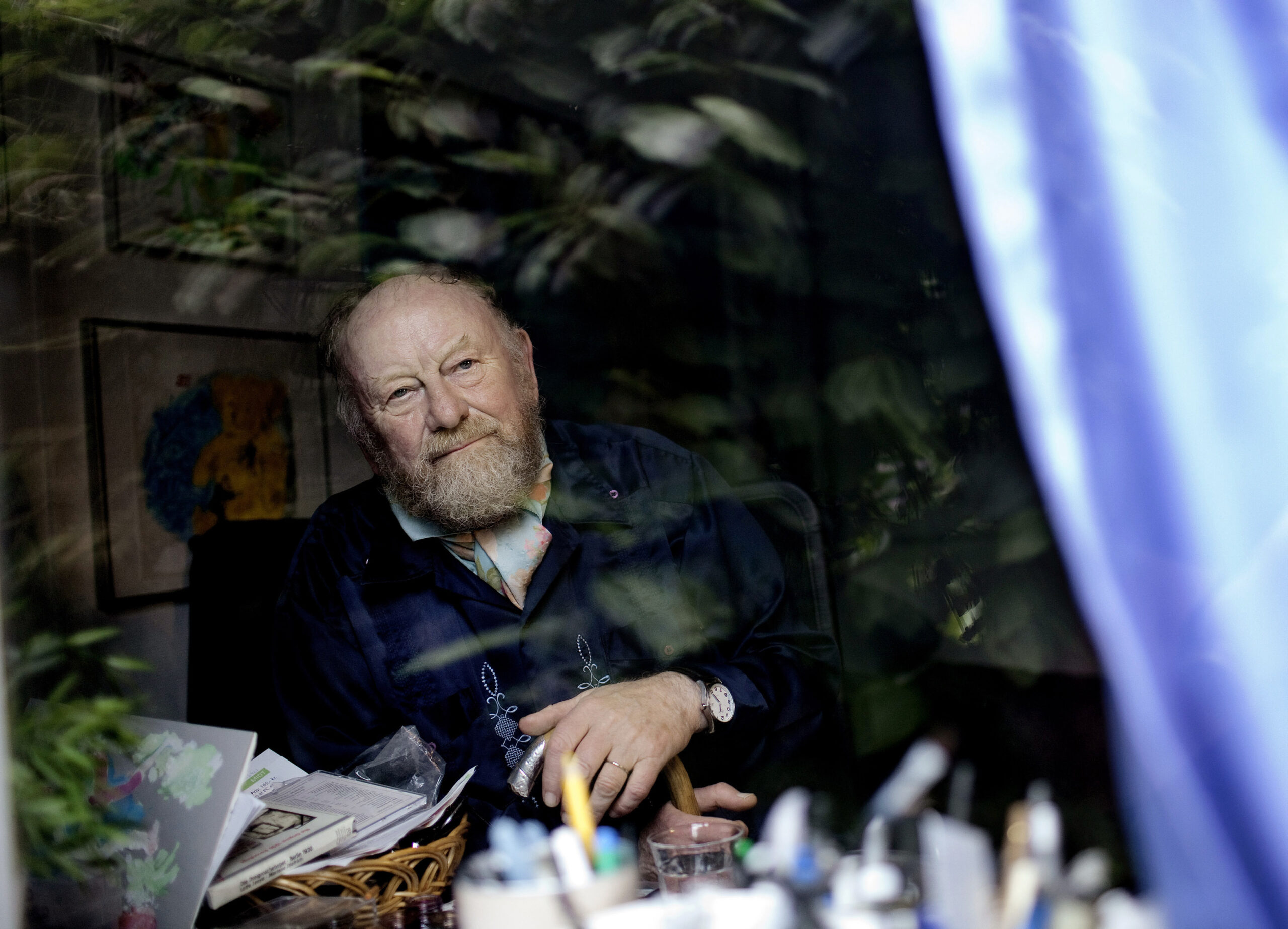FILE - In this June 6, 2010 file photo, Danish cartoonist Kurt Westergaard is seen at his home near Aarhus, Denmark. Danish cartoonist Kurt Westergaard, whose image of the Prophet Muhammad wearing a bomb as a turban was at the center of widespread anti-Danish anger in the Muslim world in the mid-2000s, has died aged 86, Westergaard’s family announced Sunday July 18, 2021. (Peter Hove Olsen / Polfoto via AP, file)