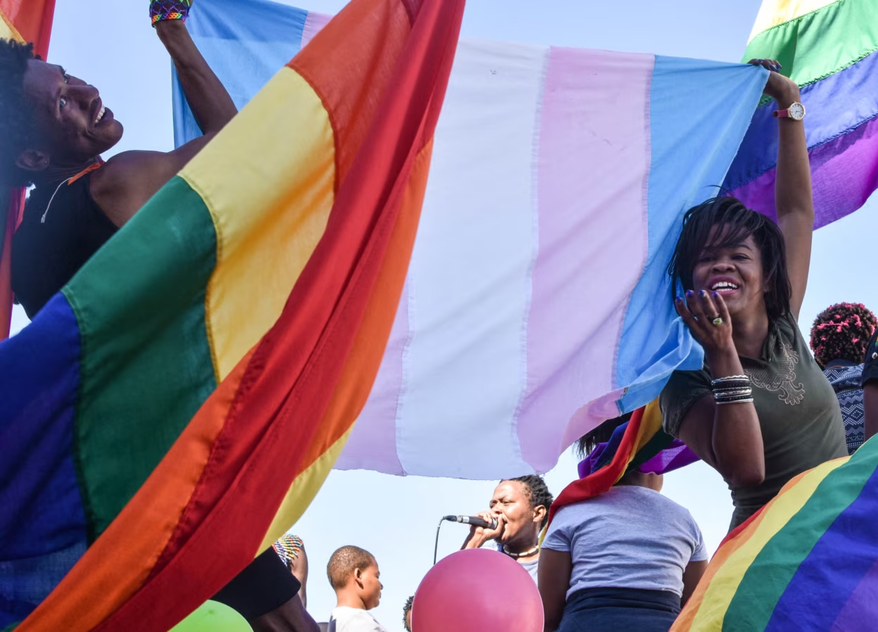 Namibia opphever kontroversiell homolov. Her fra prideparaden i hovedstaden Windhoek. (Foto: AFP.)