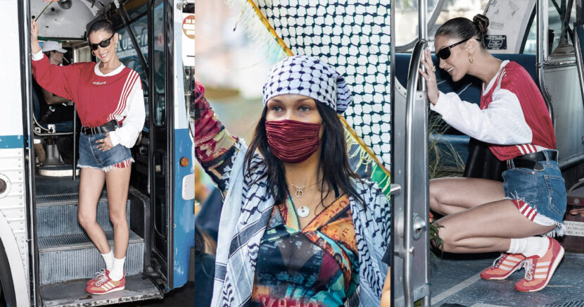 Den amerikansk-palestinske modellen Bella Hadid med Adidas og München-skoen SL72. (Foto: Gotham/GC, RTVE/Gtres.)