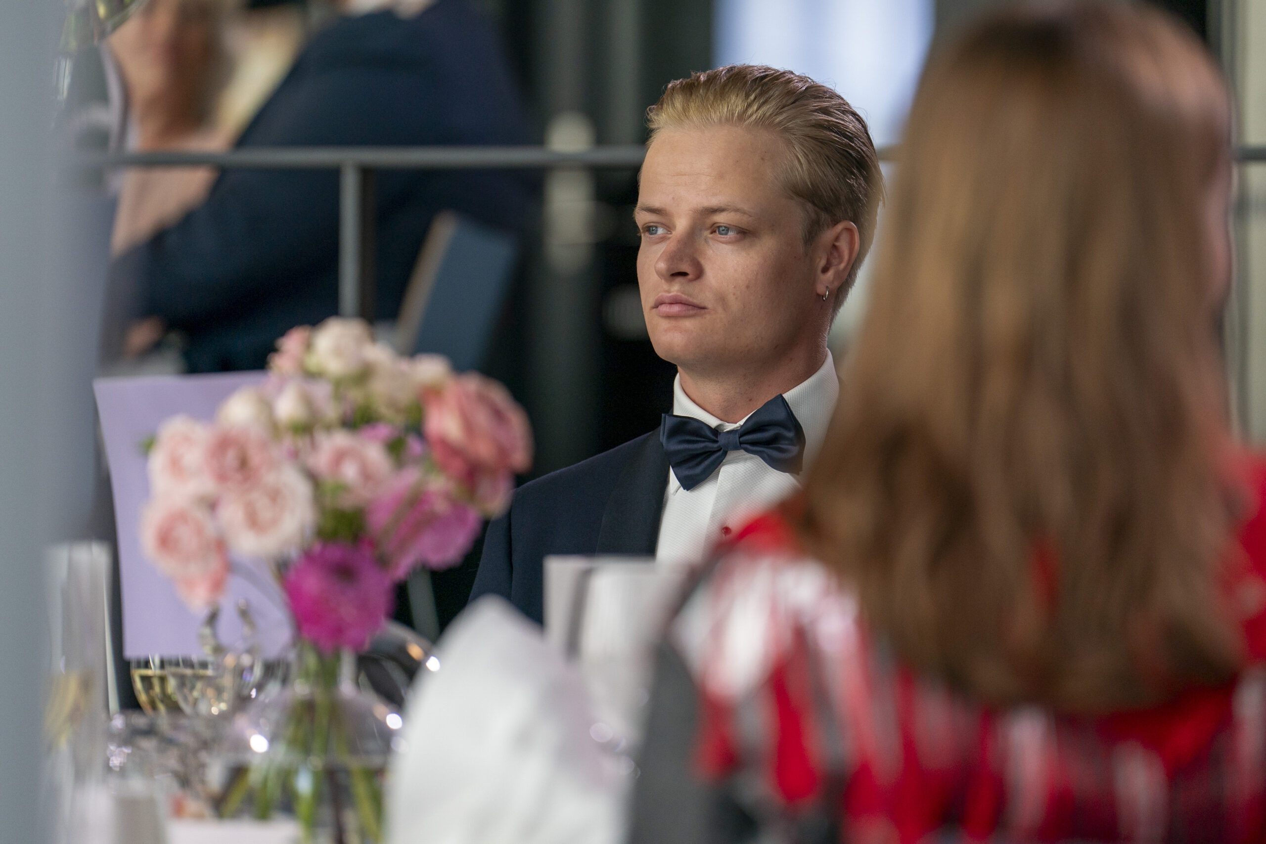 Oslo 20220616. Marius Borg Høiby under regjeringens feiring av prinsesse Ingrid Alexandras myndighetsdag. Festarrangementet holdes på Deichman Bjørvika, Oslos hovedbibliotek. Prinsesse Ingrid Alexandra fylte 18 år 21. januar 2022. Markeringene av myndighetsdagen ble utsatt til juni på grunn av smittesituasjonen og koronarestriksjonene. POOL. (Foto: Håkon Mosvold Larsen/NTB.) kongehuset