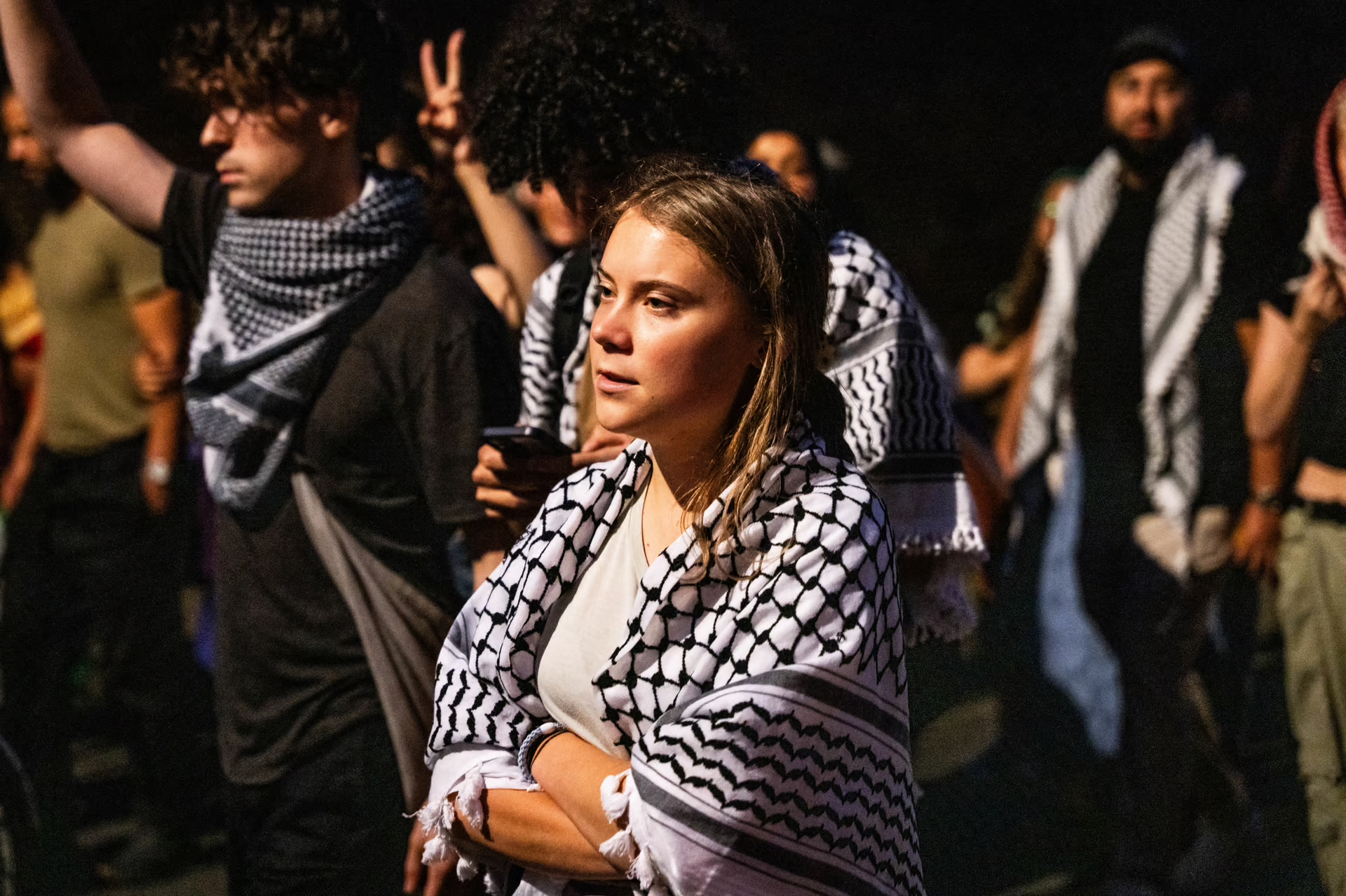 Greta Thunberg på en Palestina-demonstrasjon i Stockholm. (Foto: Emil Nicolai Helms/Ritzau/Scanpix.)