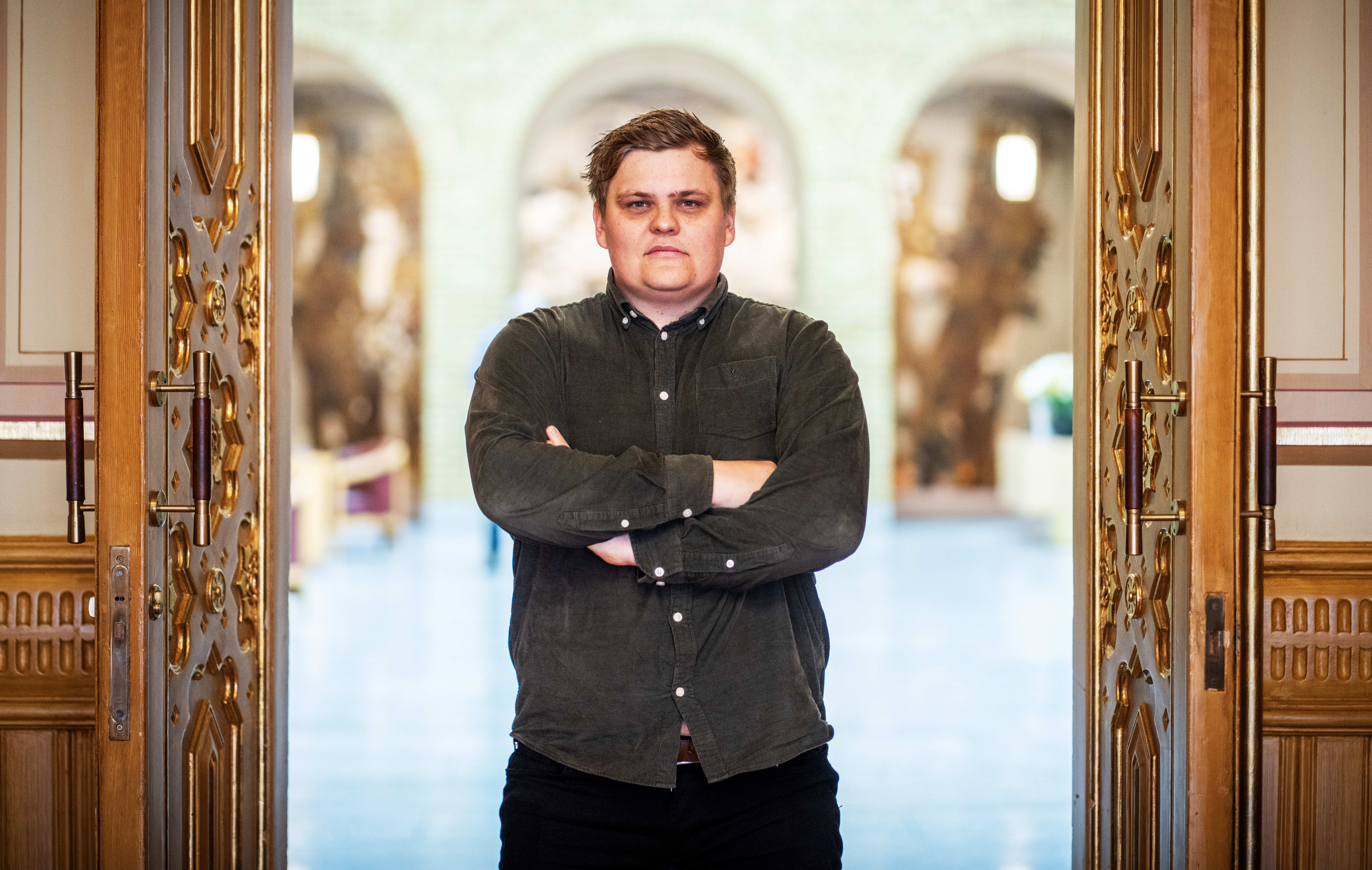 Oslo 20241016. Gaute Børstad Skjervø (29) er innstilt som ny AUF-leder og blir trolig valgt under AUFs landsmøte kommende helg. (Foto: Ole Berg-Rusten/NTB.)