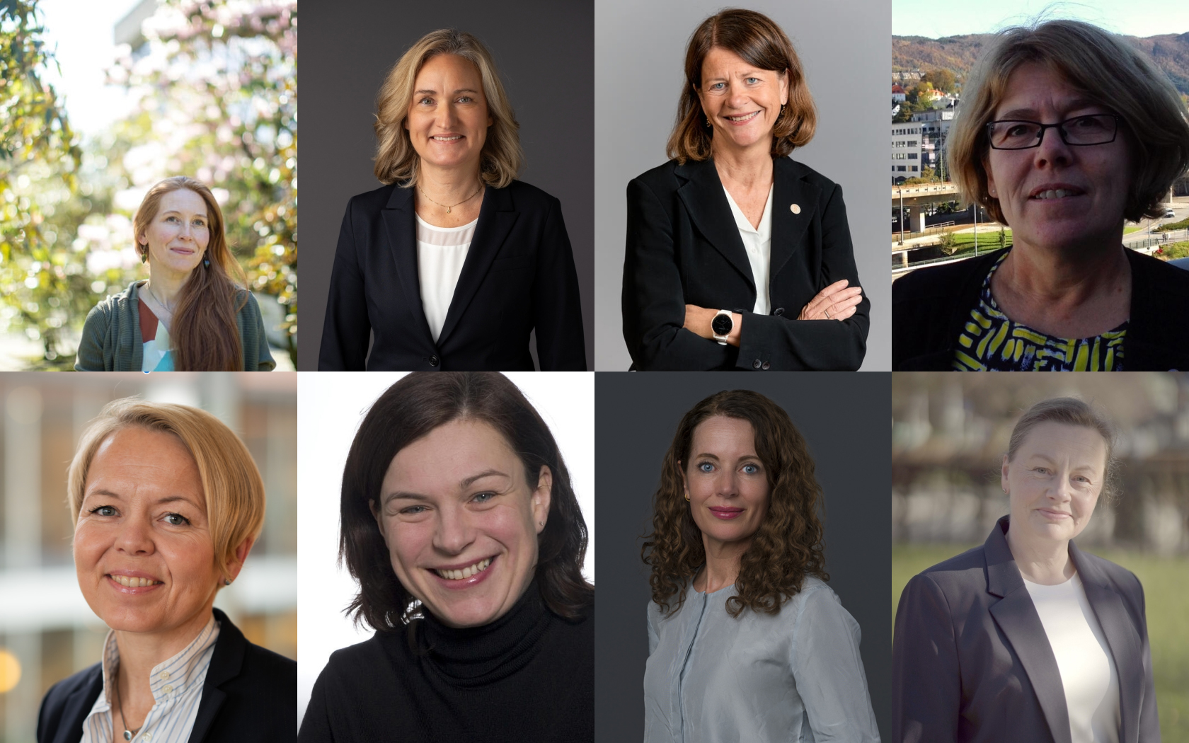 Åtte kvinnelige dekaner. (Kollasj: UIB/Subjekt.)