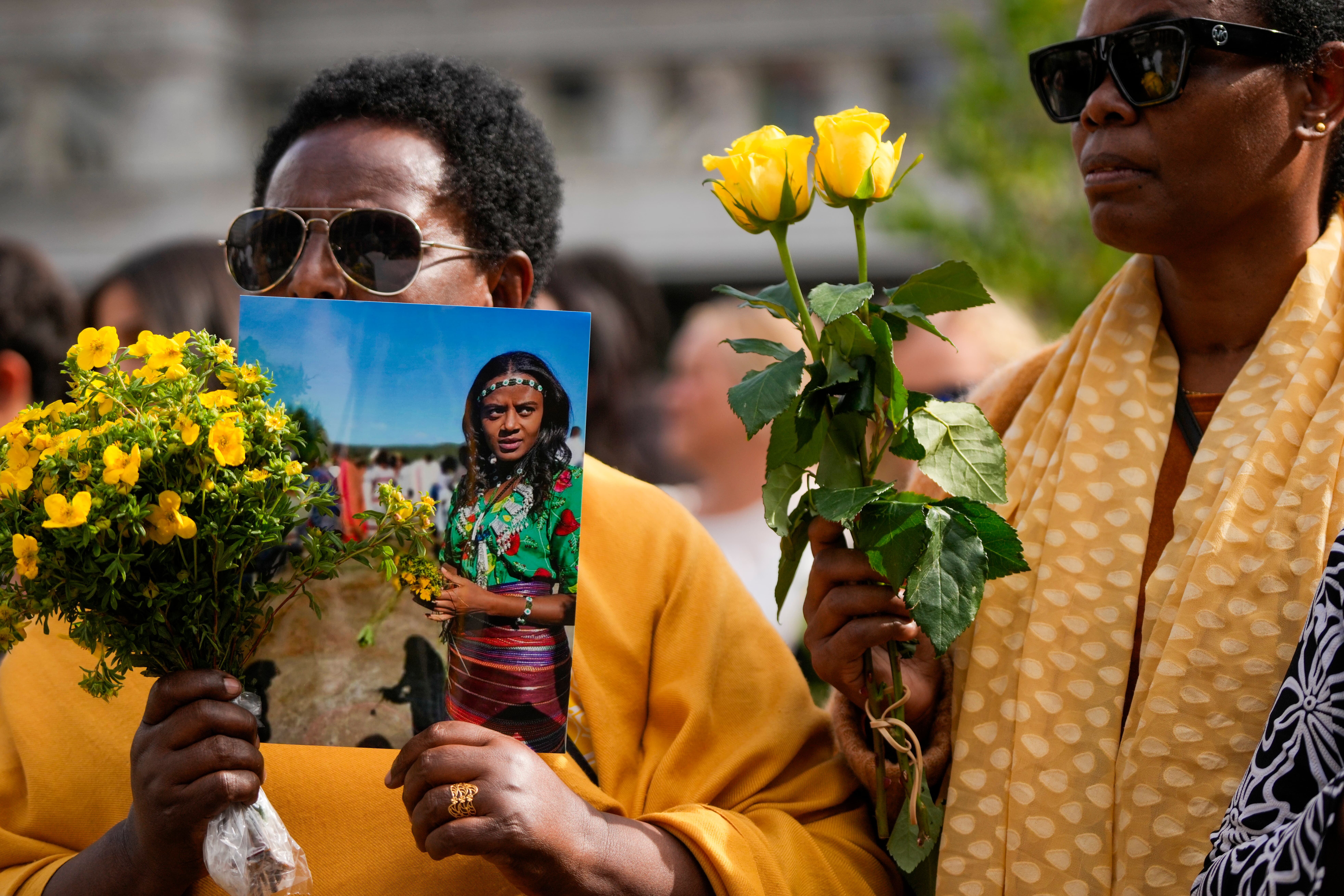 Oslo 20250831. Rosetog for Kampen-drepte Tamima Nibras Juhar. Appeller fra Youngstorvet. (Foto: Javad Parsa/NTB.)