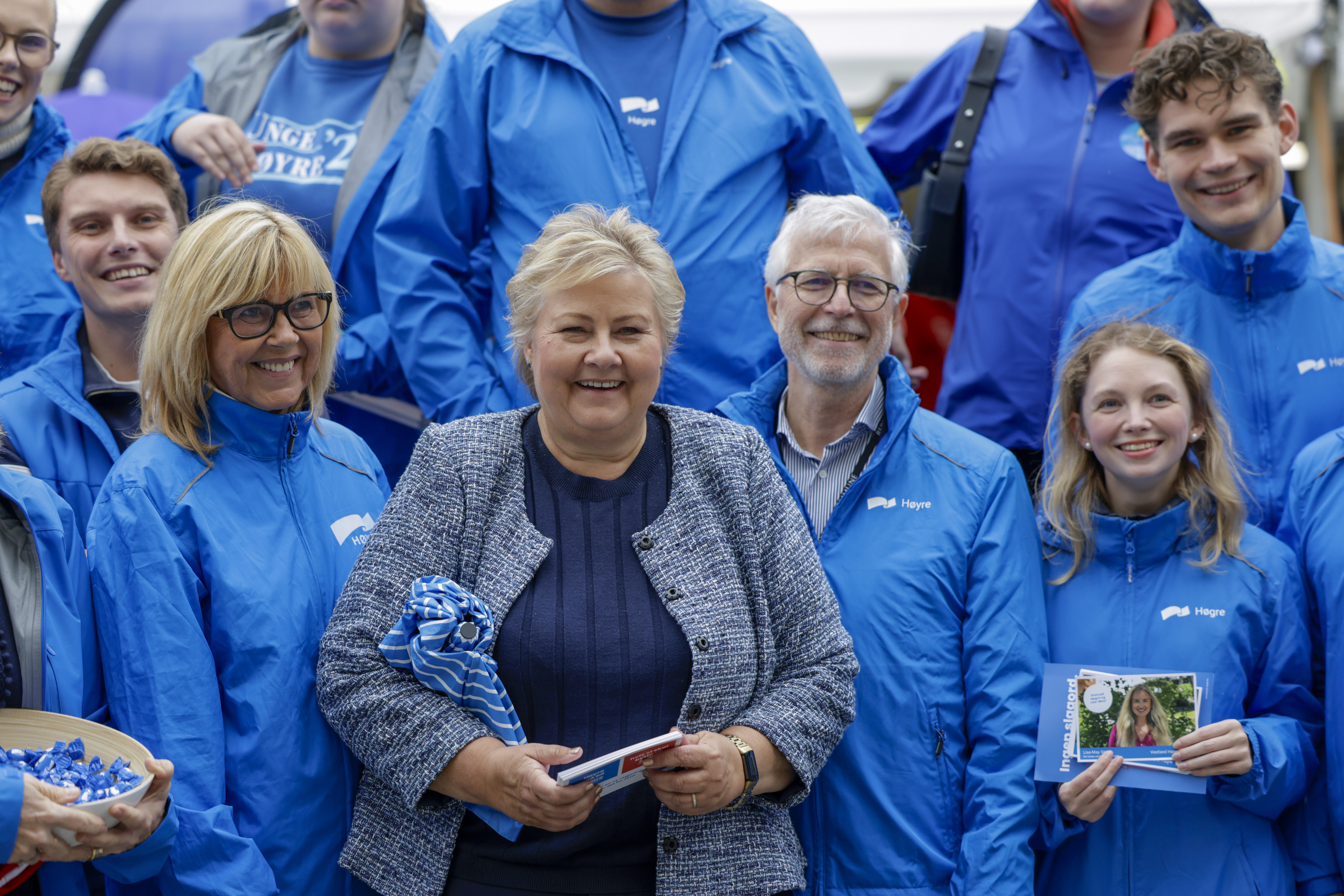 Bergen 20250903. Høyre-leder Erna Solberg (H) driver valgkamp i Bergen. (Foto: Paul S. Amundsen/NTB.)