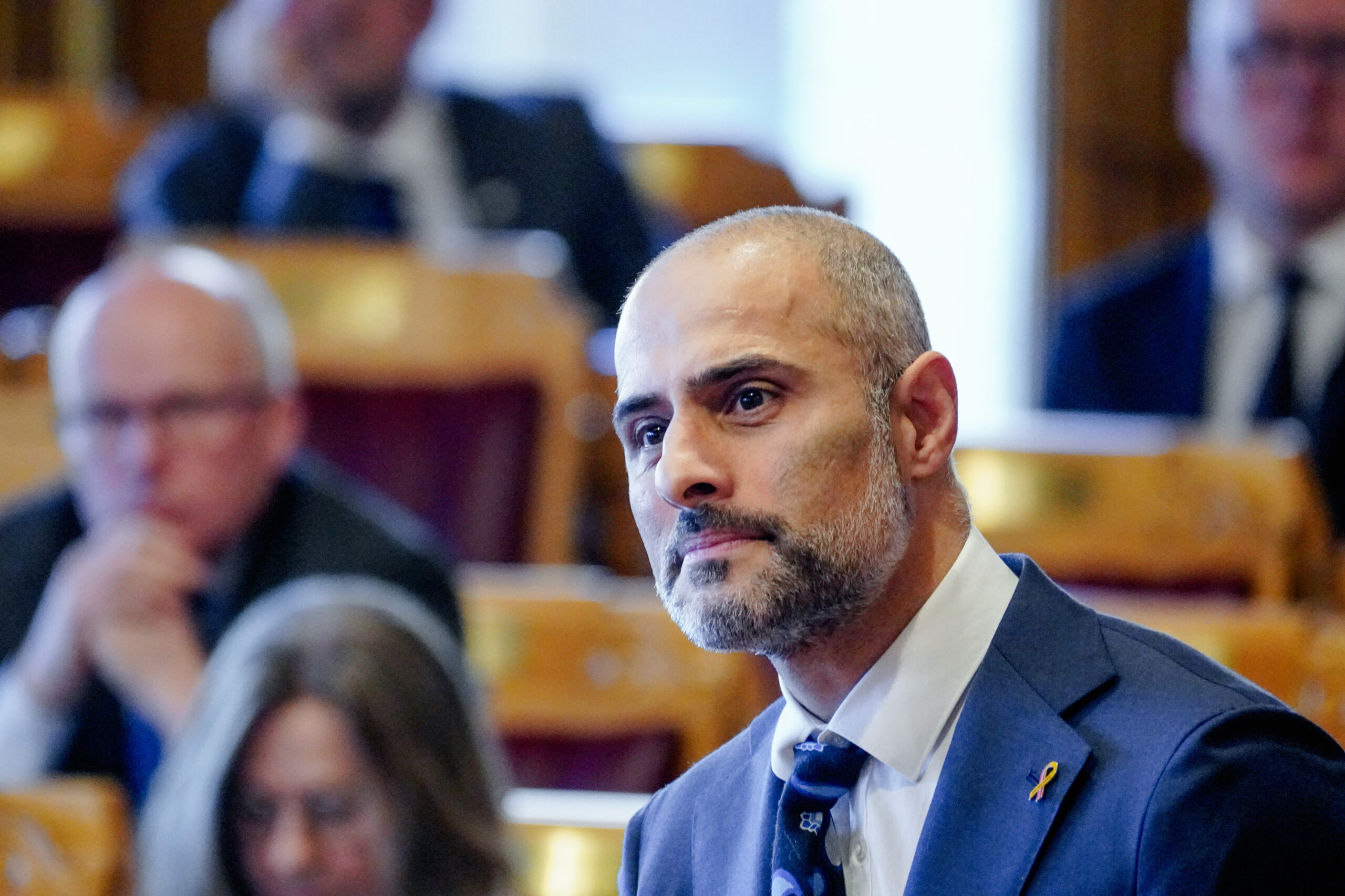 Oslo 20250319. Mahmoud Farahmand (H) under Stortingets spørretime onsdag. (Foto: Ole Berg-Rusten/NTB.)