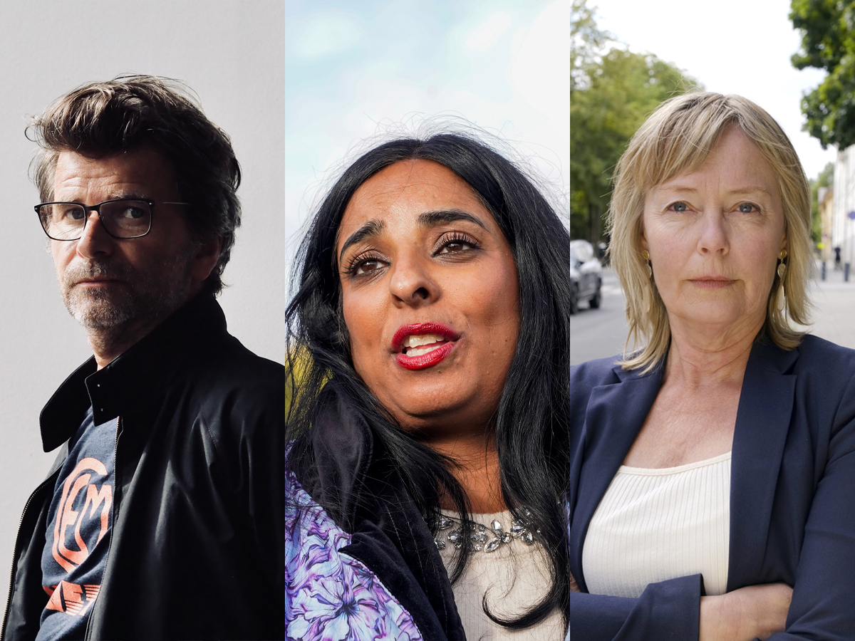 Styreledere i Norske billedkunstnere, Geir Eigil Bergjord (t.v.) og Norske kunsthåndverkere, Putte Dal (t.h.) er skuffet over budsjettet til kulturminister Lubna Jaffery (AP). (Kollasj: Subjekt, presse, NTB.)