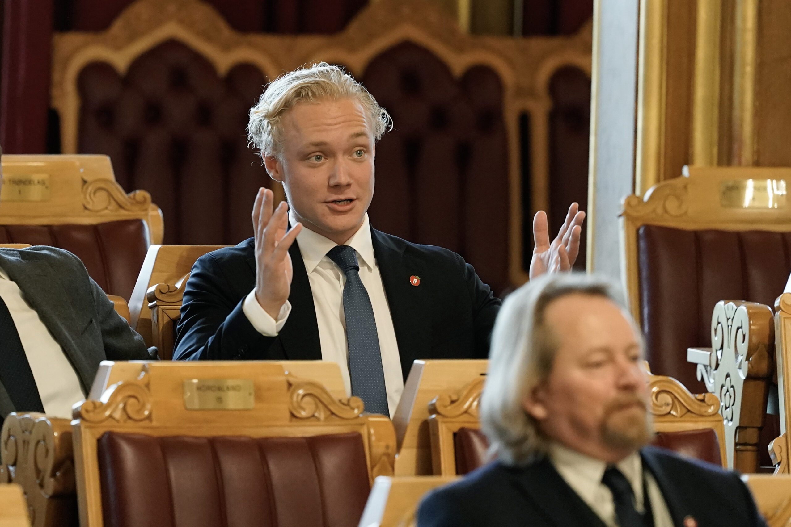 Oslo 20251001. Simen Velle (FRP) under konstitueringen av det 170. Storting. (Foto: Terje Pedersen/NTB.)