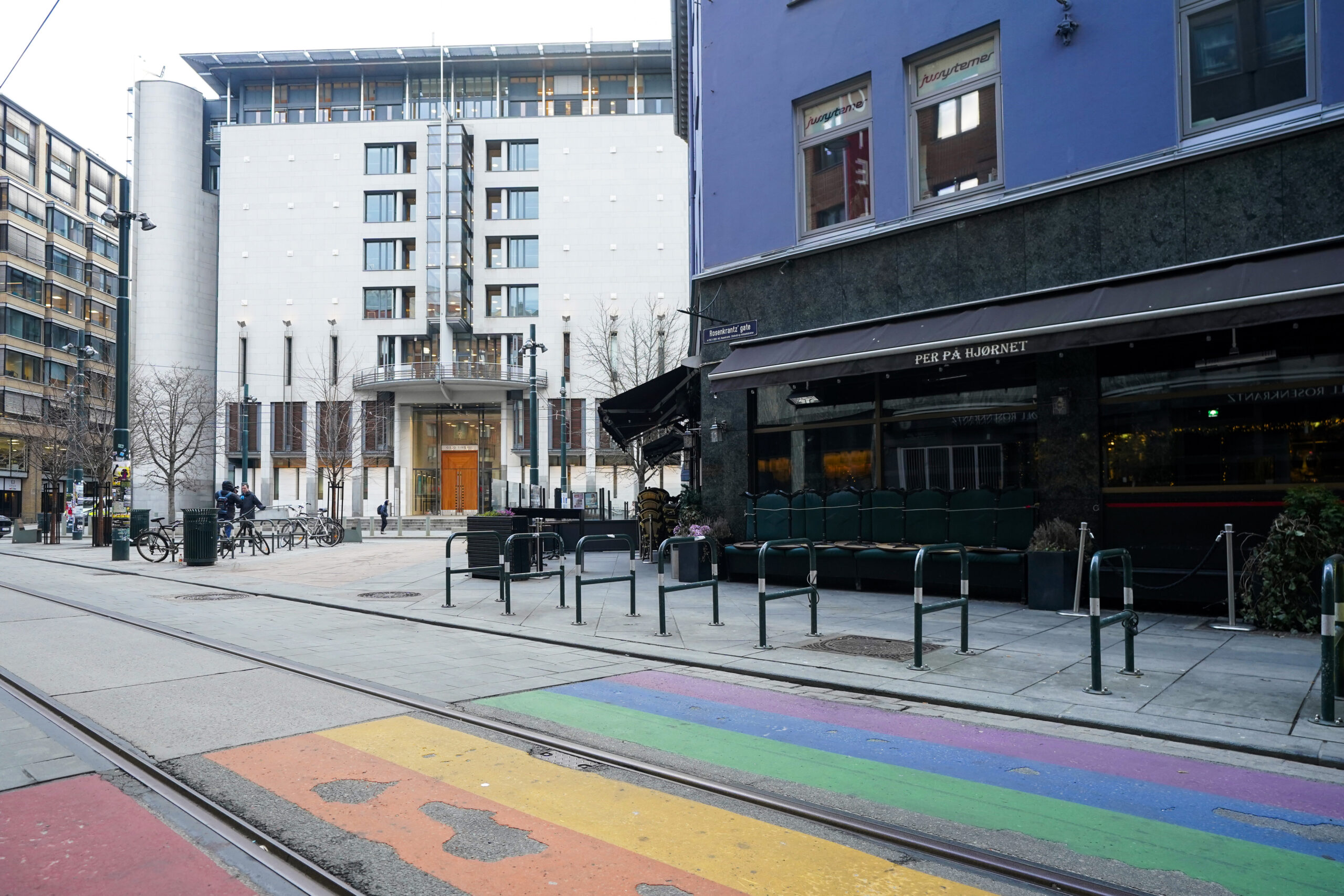 Rosenkrantz' gate, der masseskytingen skjedde under Pride i 2022. (Foto: Lise Åserud/NTB.)