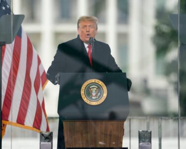 Donald Trump under sin siste tale før Kongressen ble stormet 6. januar 2021. (Foto: AP.)