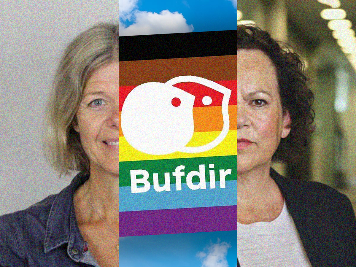 Førsteamanuensis ved Inn, Kamilla Aslaksen (t.v.), er kritisk til statens veileder for omtale av transpersoner. Hun får svar av avdelingsdirektør i Bufdir, Anna Bjørshol. (Kollasj: Inn/Bufdir/Subjekt.)