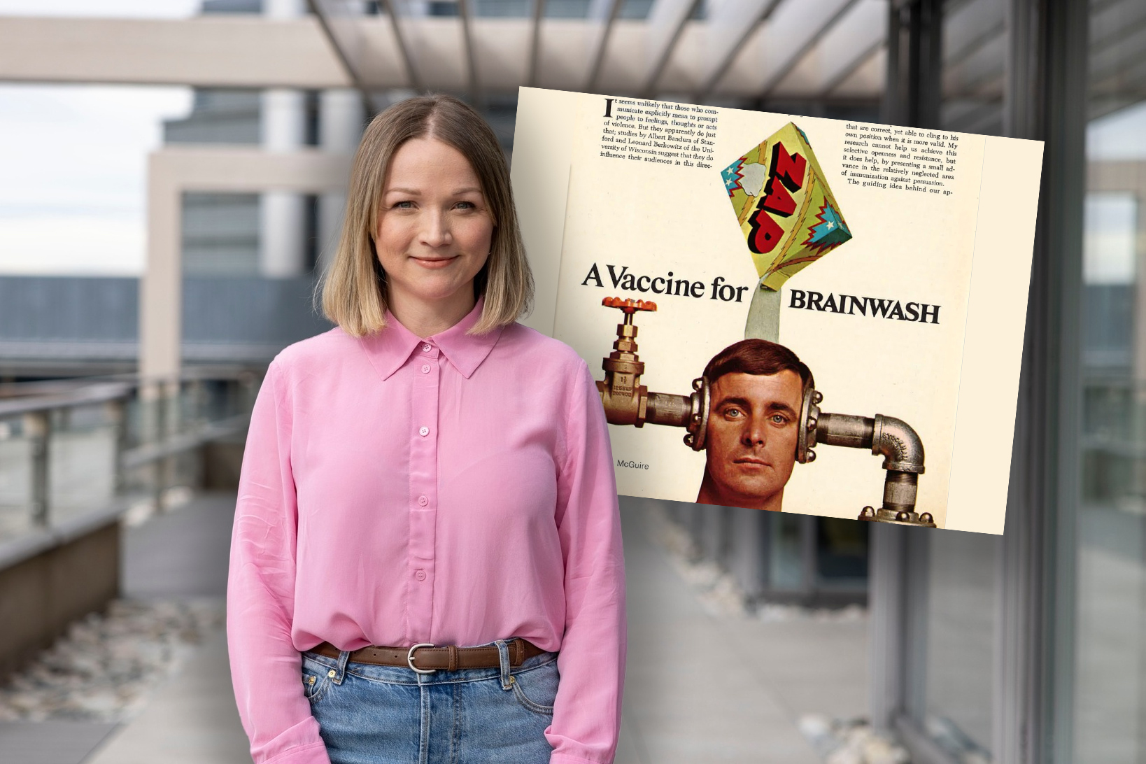 Faktisk og redaktør Runa Victoria Engen har blitt med i et europeisk faktasjekkingsprosjekt forankret i inokulasjonsteorien, som har blitt kalt «psykologisk vaksinering». Illustrasjonen er fra den opprinnelige artikkelen. (Kollasj: Thomas Andreassen/Psychology Today/Subjekt.)