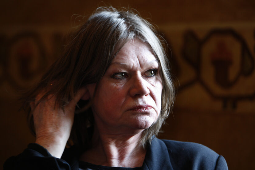 Filmen "Regnskap" er en ny norsk storsatsing med Jorunn Kjellsby i en av rollene. Alvorlig portrett under pessekonferanse for filmen. (Foto: Knut Falch/NTB.)