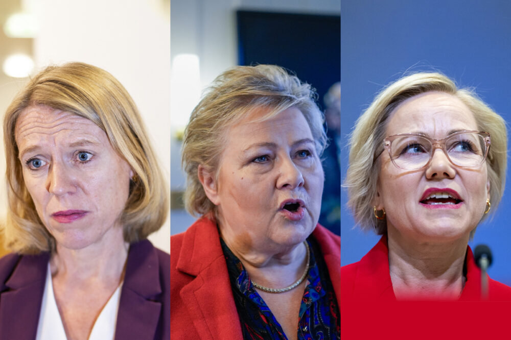 Anniken Huitfeldt (AP), Erna Solberg (H) og Ingvild Kjerkol (AP) er blant en rekke norske rikspolitikere som har vært innrullert i skandaleavsløringer de siste årene. Men etter liten eller ingen beklagelse har flere av dem kun blitt «straffet» med internasjonale toppverv, å fortsette som før eller gått til lukrative jobber i næringslivet. (Foto: NTB. Kollasj: Subjekt.)