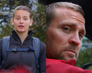 I reklamen spiller Tobias Santelman en tvilsom eller tvilende trener som tilbyr seg å kjøre en jente hjem fra trening. (Skjermdump: Redd Barna/Norges idrettsforbund/Subjekt.)