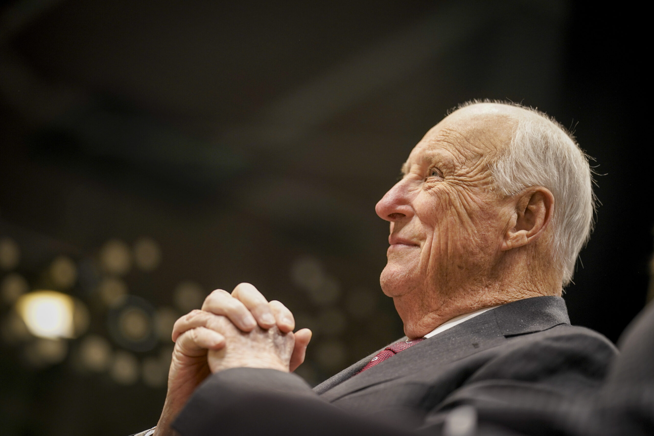 Oslo 20260204. Kong Harald vil foreta den offisielle åpningen av Aktiv mot kreft for trening og kreftrehabilitering i det nye John Ugelstads Hus på Campus Radiumhospitalet i Oslo onsdag. (Foto: Thomas Fure/NTB.)