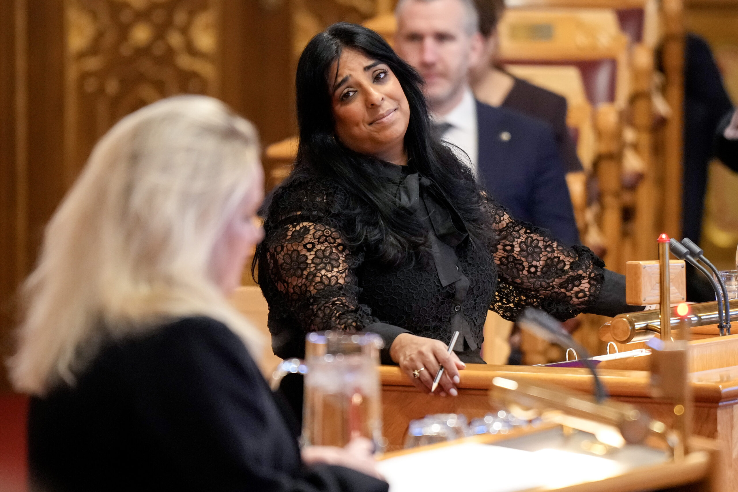 Oslo 20260107. Kultur- og likestillingsminister Lubna Boby Jaffery (A) under spørretimen i Stortinget onsdag 7. januar. (Foto: Cornelius Poppe/NTB.)