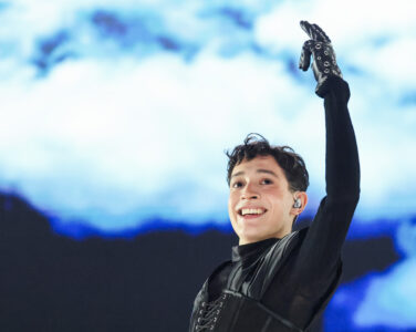 Lillehammer 20260228. Kyle Alessandro under generalprøven til Melodi Grand Prix-finalen i Håkons hall på Lillehammer, lørdag kveld. (Foto: Geir Olsen/NTB.)