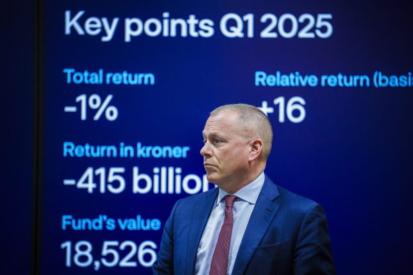 Sjef for Oljefondet Nicolai Tangen holder pressekonferanse om Statens pensjonsfond utland sitt resultat for første kvartal.(Foto: Stian Lysberg Solum/NTB.)