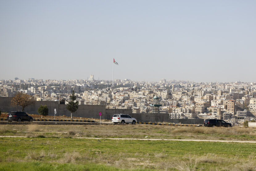 The motorcade of U.S. Secretary of State Antony Blinken leaves after a visit to a World Food Program (WFP) regional warehouse in Amman, Jordan Sunday, Jan. 7, 2024. (Evelyn Hockstein/Pool Photo via AP)