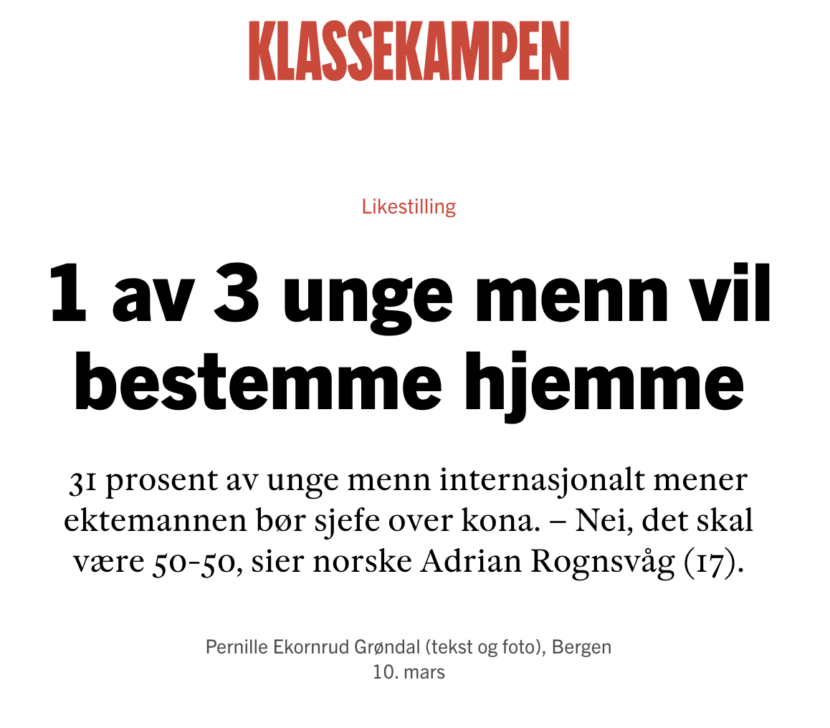 Klassekampen presenterte Ipsos’ undersøkelse på denne måten. (Skjembilde.)