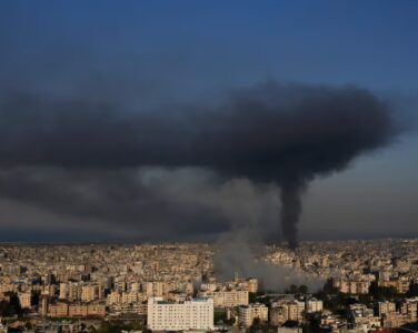Smoke rises from Israeli airstrikes in Dahiyeh, a southern suburb of Beirut, Lebanon, Tuesday, March 3, 2026. (AP Photo/Hussein Malla)