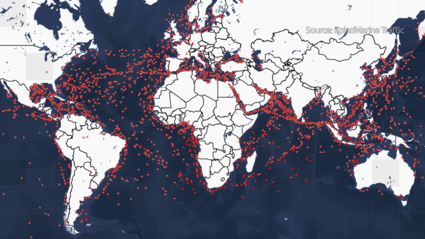 Oil tanker positions around the world on 1 March 2026. Source: Kpler/Marine Traffic