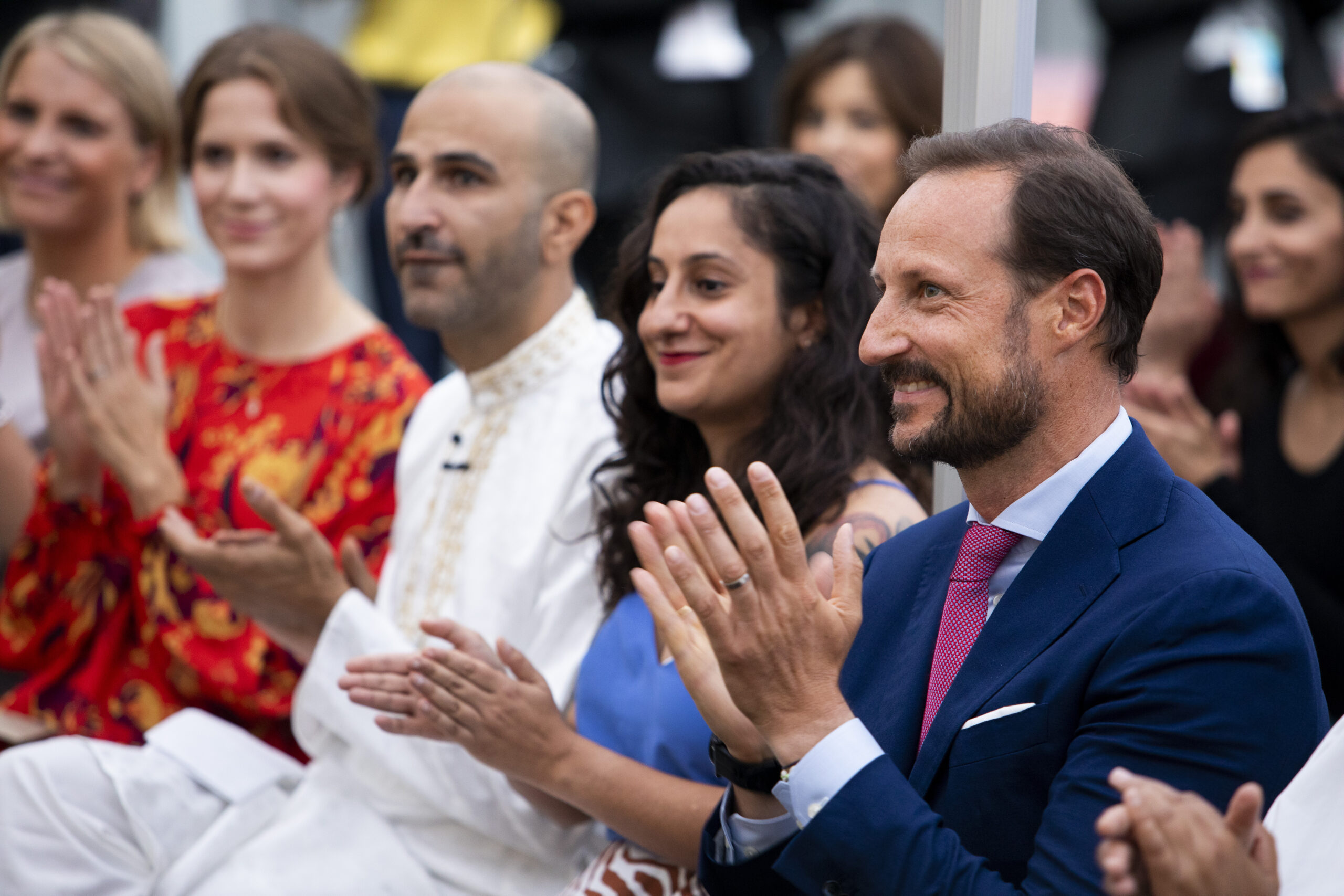 Oslo 20190828. Kronprins Haakon besøkte Salam i Oslo som er Norges første og eneste lhbt-organisasjon for personer med muslimsk bakgrunn. (Foto: Tore Meek/NTB.)