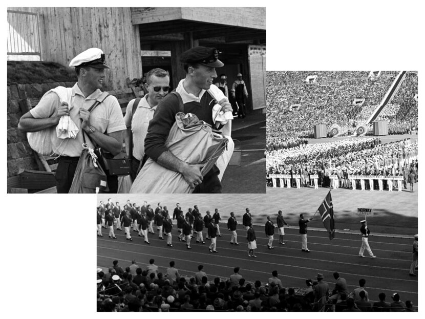 aHarald var både deltager og flaggbærer for Norge under sommer-OL i i Tokyo i 1964. (Foto: NTB. Kollasj: Subjekt.)