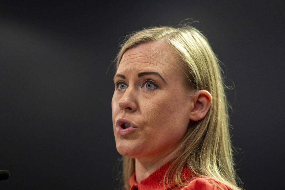 Oslo 20260622. Barne- og familieminister Lene Vågslid (Ap) kommenterer NOU-rapporten fra Granskingsutvalget for utenlandsadopsjoner. (Foto: Cornelius Poppe/NTB.)
