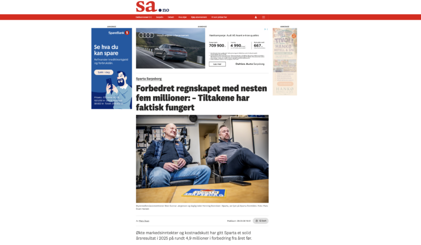 Tiltakene «hadde faktisk fungert», skrev Saprsborg arbeiderblad. Få måneder var klubben konkurs. (Faksimile: SA.no)
