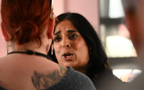 Kulturminister Lubna Jaffery presenterte kulturbudsjettet for 2027. (Foto: Peter-André Hegg.)