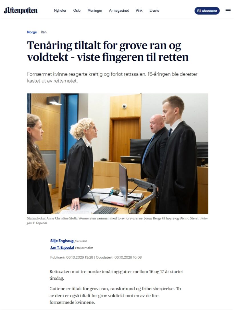 Aftenposten Tre norske tenåringsgutter bakgrunn Somalia og Eritrea Rolness Presseforbundet Floberghagen etnisk opphav