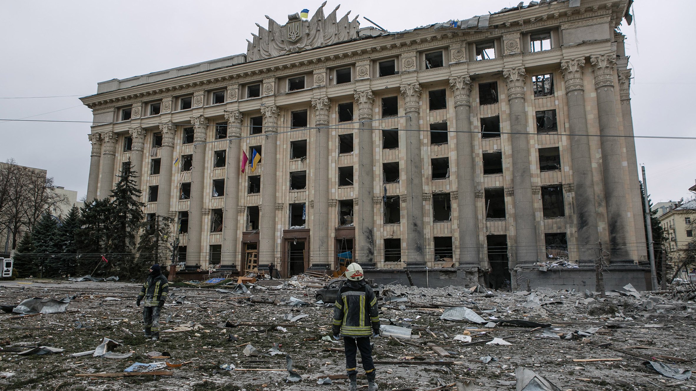 Arbeiderpalasset i Kharkiv er blant kulturminnene som har blitt skadet. (Foto: Dezeen.)