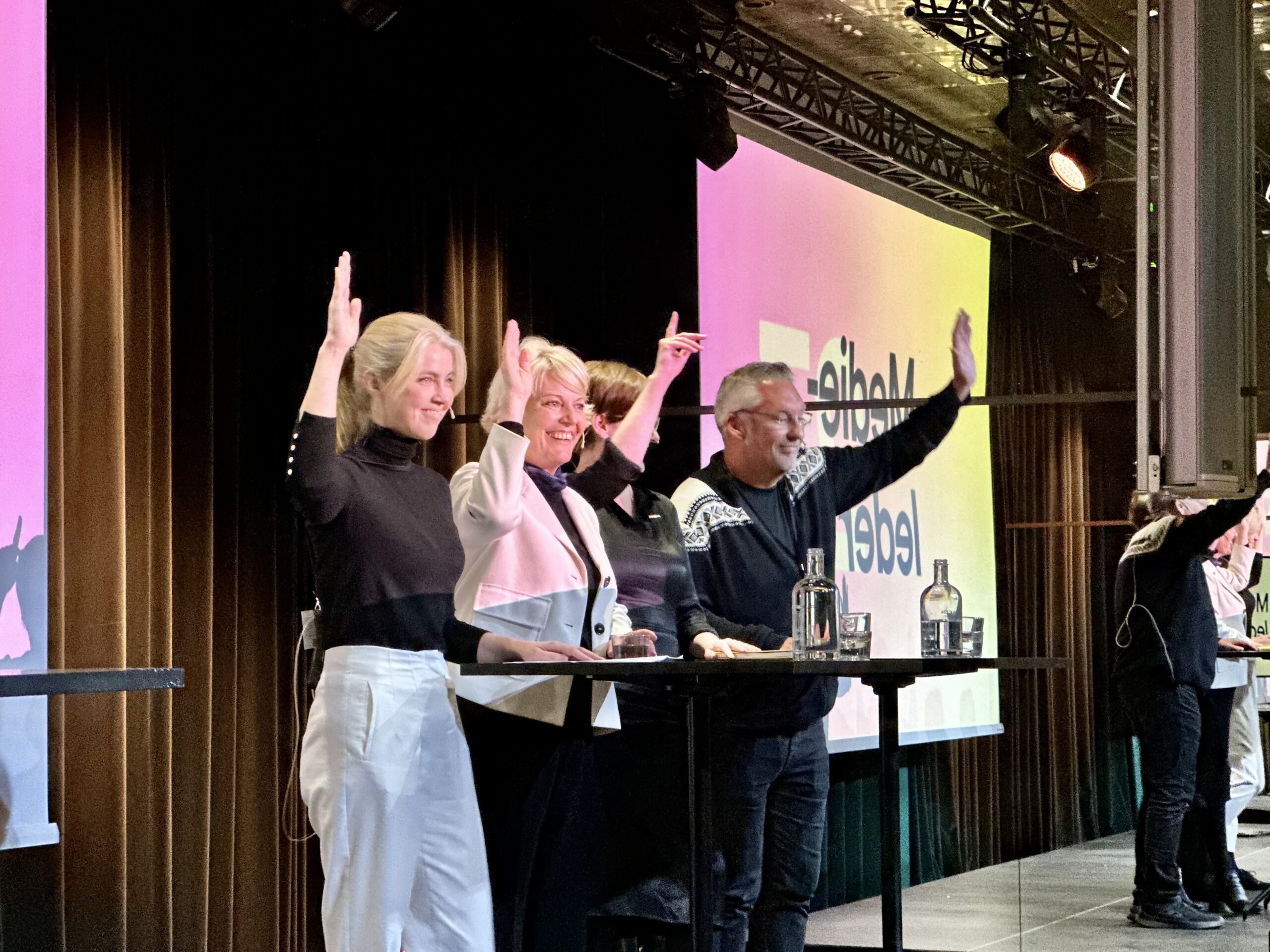 nordiske mediedager medieleder 2023 Alexandra Beverfjord (Dagbladet), Vibeke Fürst Haugen (NRK), Veslemøy Østrem (Altinget), Ove Mellingen (Telemarksavisa)