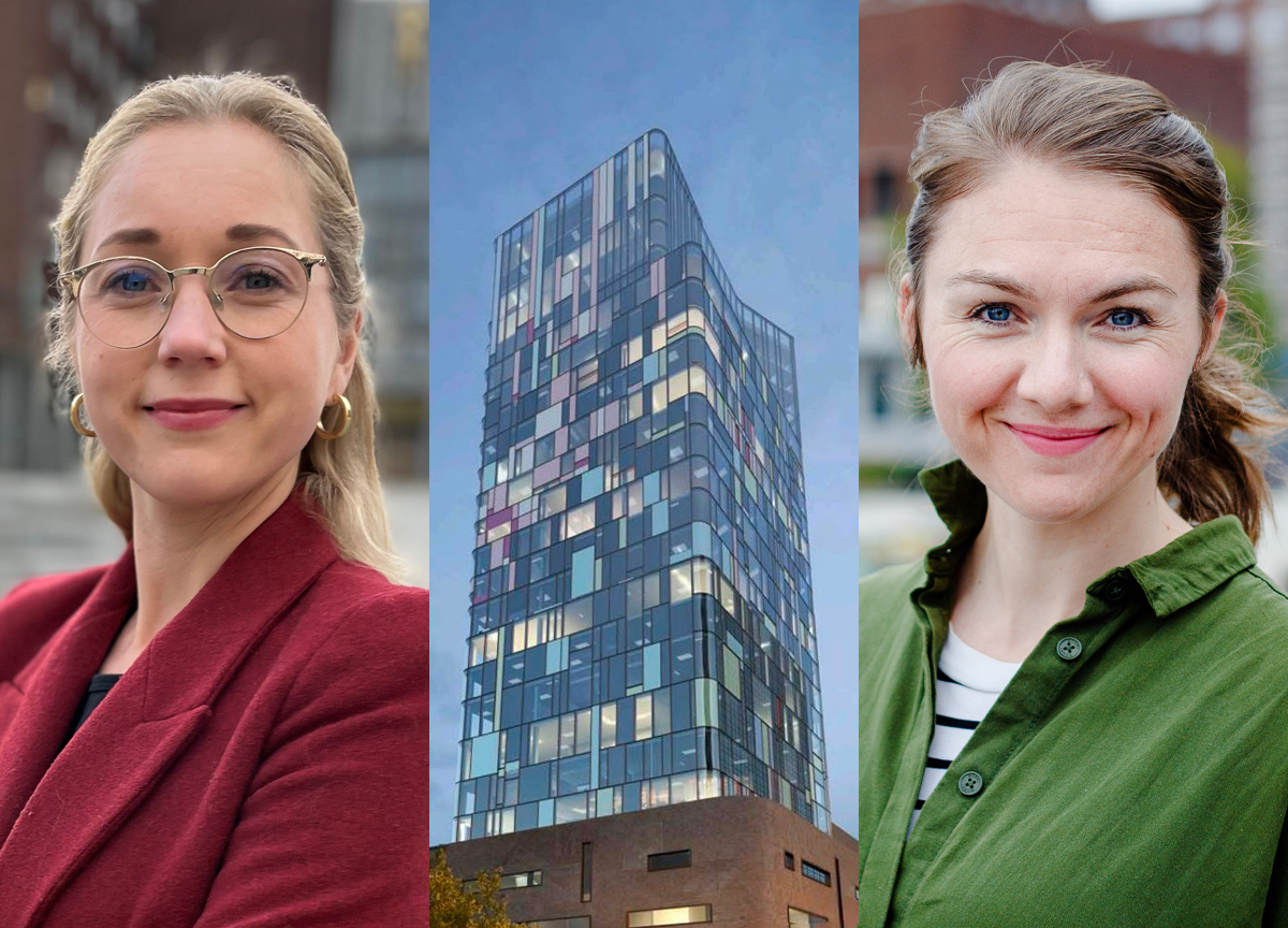 Karoline Grosås Nordbø, Gruppeleder Oslo KRF (t.v.) og Sigrid Z. Heiberg, Leder i Oslo MDG. Bystyret har tillatt nytt høyhus i Oslo, oppå Oslo spektrum. (Kollasj- Subjekt.) 1 25-18